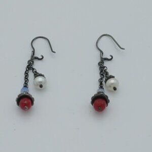 Like New Silpada Retired 925 Sterling Silver Multi Stone w/Pearl Dangle Earrings